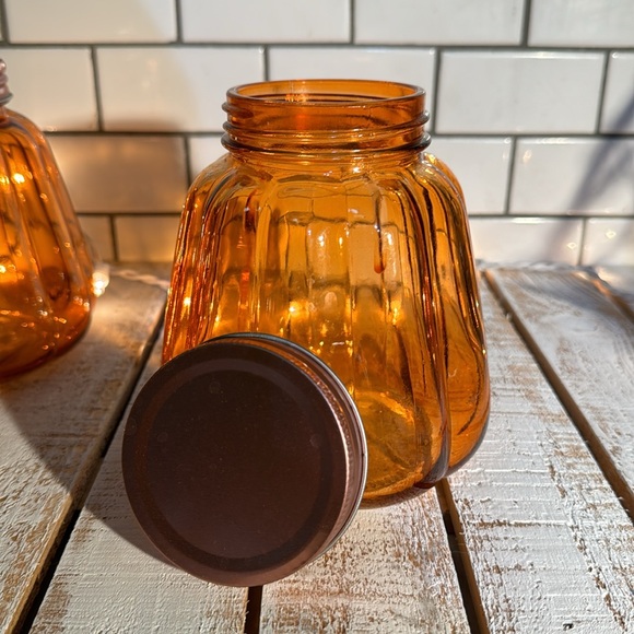 Set of 3 orange pumpkin jars // holds 32 fl oz each - Picture 2 of 2